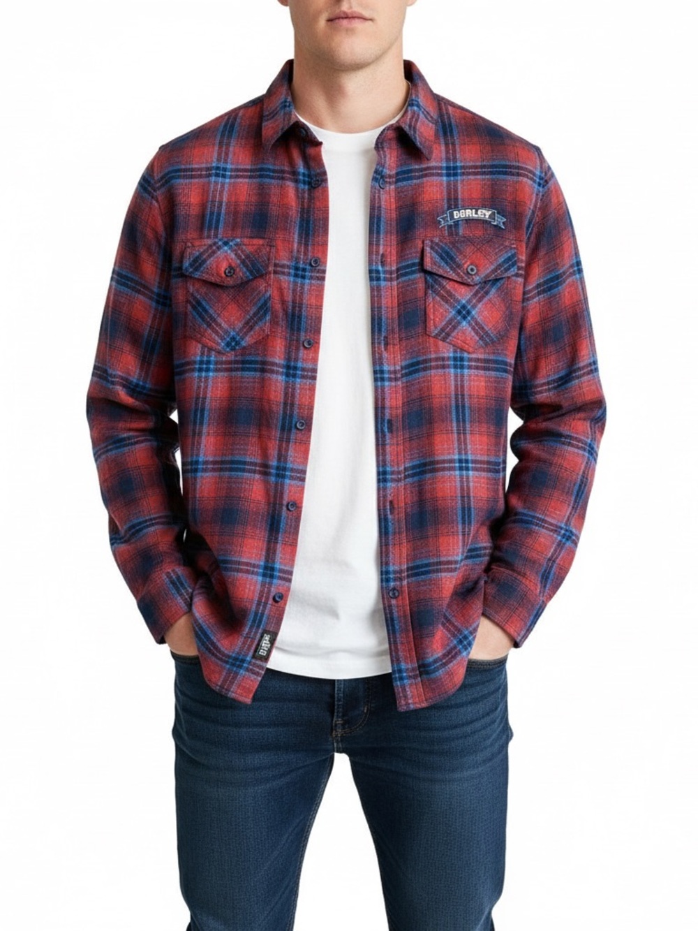 Hurley Red and Blue Plaid Button-Down Shirt